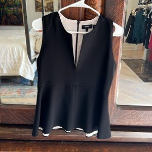 Theory peplum V-neck crêpe top